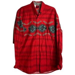 Roper Red Striped Southwestern Aztec Western Long Sleeve Shirt XL USA
